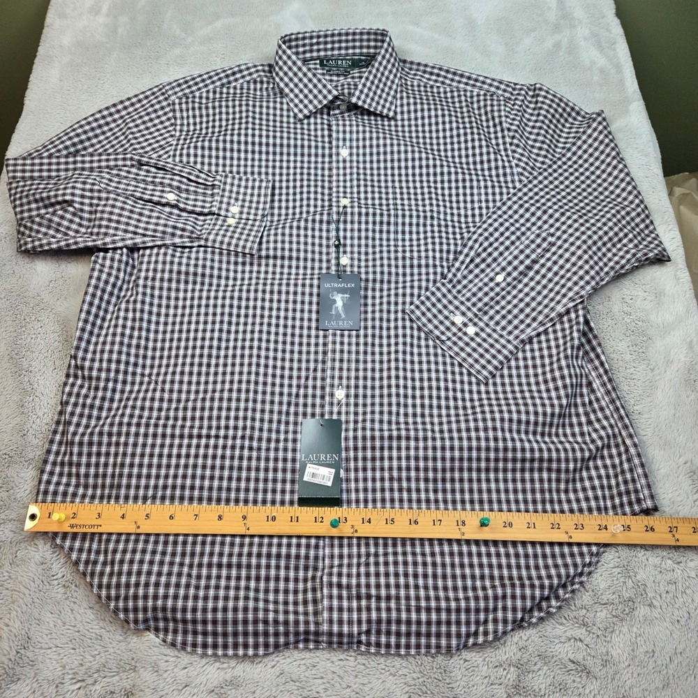 Lauren Ralph Lauren Dress Shirt Mens 18 34/35 Ultraflex Stretch Non Iron Green